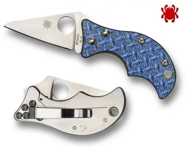Spyderco Spin Blue Nishijin Plain Edge Only 7 Left SPC86GFBLP