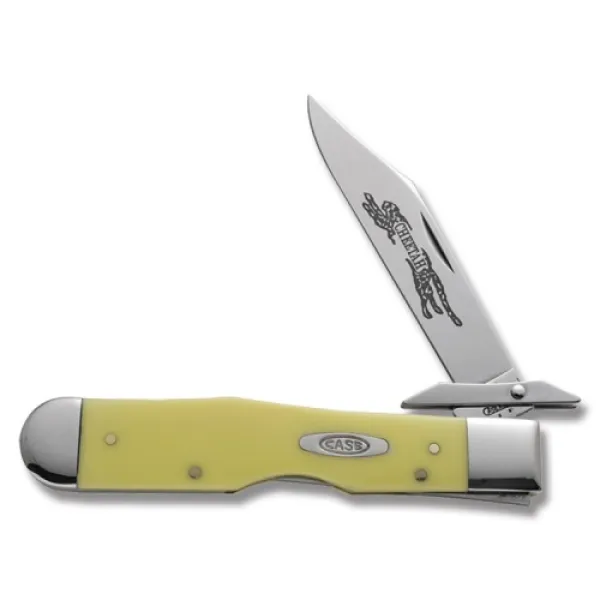 Case Cheetah Folding Lockback Yellow Synthetic Handle CA057