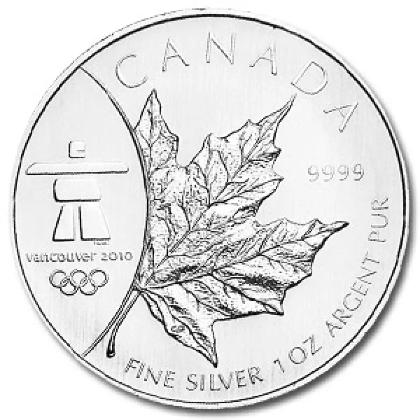 2008 1 oz Silver Canadian Maple Leaf Vancouver Olympics Coin CANADIAN_2008_SILVER_MAPLE_LEAF_VANCOUVER_1_OZ