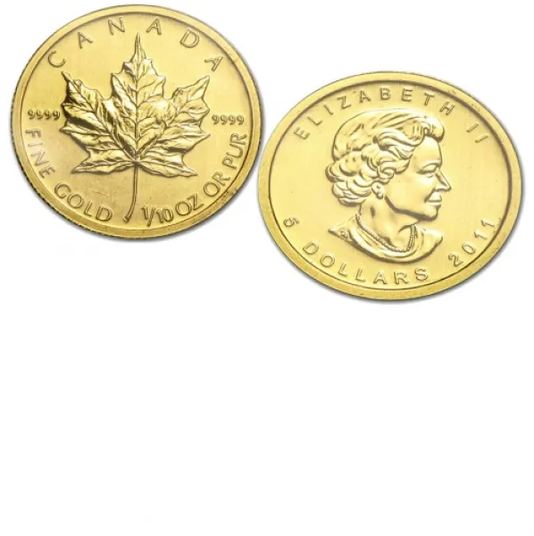 2011 1-10 oz Candadian Gold Maple Leaf Coin .9999 Fine CANADIAN_2011_GOLD_MAPLE_LEAF_0-1_OZ