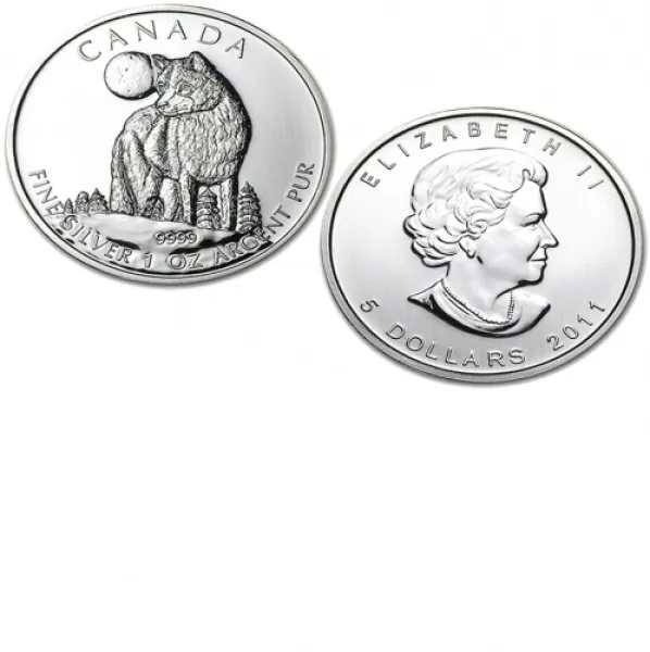 2011 Canadian Silver Timber Wolf 1 oz Coin .9999 Fine CANADIAN_2011_SILVER_WOLF_1_OZ