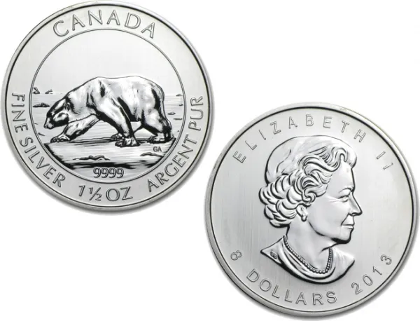 2013 Canadian Silver Polar Bear 1.5 oz Coin .9999 Fine CANADIAN_2013_SILVER_POLAR_BEAR_1-5_OZ
