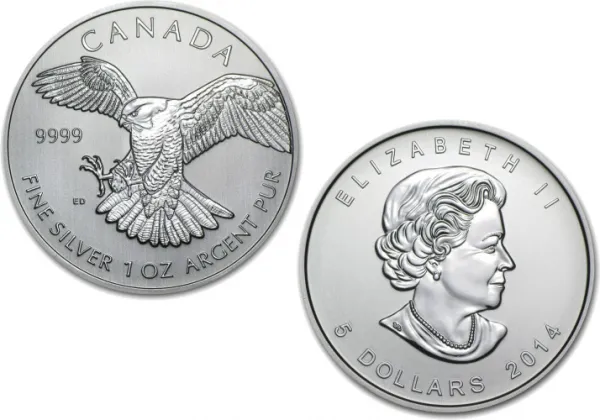 2012 Canadian Silver Peregrine Falcon Coin 1 oz .999 CANADIAN_2014_SILVER_PEREGRINE_1_OZ