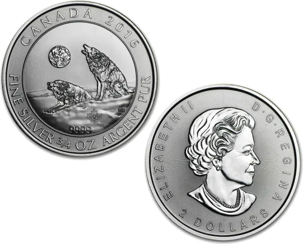 2016 Canadian Howling Wolves 3-4 oz Silver Coin CANADIAN_2016_SILVER_HOWLING_WOLVES_0-75_OZ