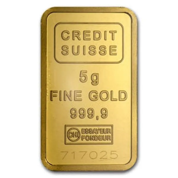 Credit Suisse 5 Gram Gold Bar .9999 Fine CREDIT_SUISSE_GOLD_BAR_5_GRAM