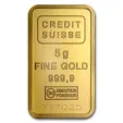 Credit Suisse 5 Gram Gold Bar .9999 Fine