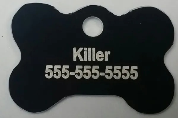 Black Dog Bone Pet I.D. Collar Tag ENGRAVEDPETIDTAG_BONE_BLACK
