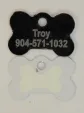 Black Dog Bone Pet I.D. Collar Tag with Glow in the Dark Back