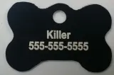 Black Dog Bone Pet I.D. Collar Tag