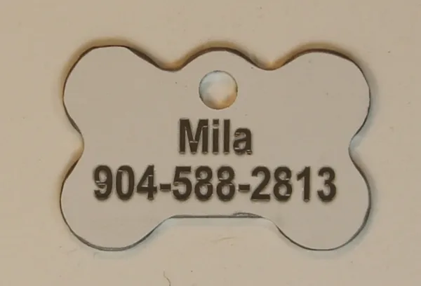 White Dog Bone Pet I.D. Collar Tag ENGRAVEDPETIDTAG_BONE_WHITE