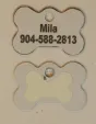 White Dog Bone Pet I.D. Collar Tag with Glow in the Dark Back