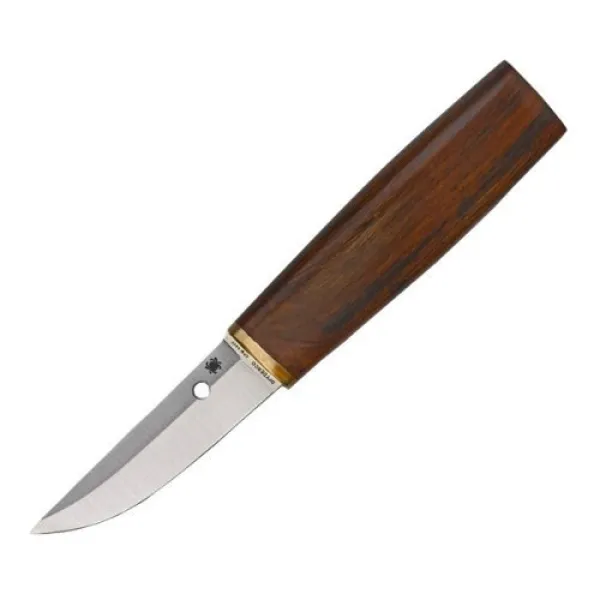 Spyderco Puukko--Fixed Blade-Arizona Ironwood Handle-Plain Edge-Leather Sheath Only 4 left SPFB28WDP
