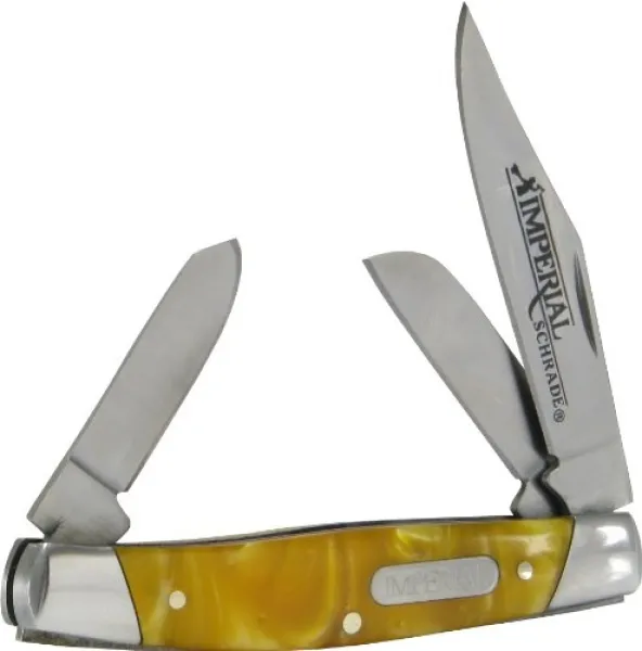 Imperial Schrade Brown Marble Med Stockman knives IMP15S