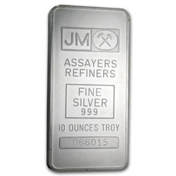 Johnson Matthey 10 oz Silver Bar .999 Fine JOHNSON_MATTHEY_SILVER_BAR_10_OZ