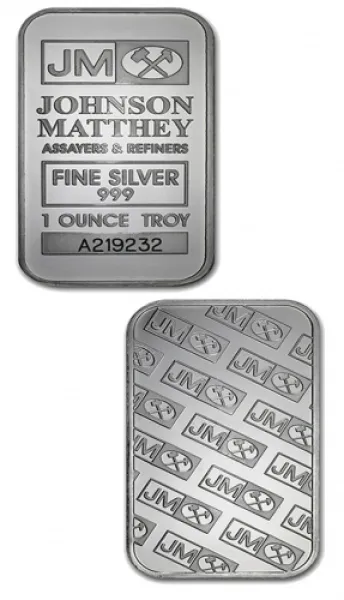 Johnson Matthey 1 oz Silver Bar .999 Fine JOHNSON_MATTHEY_SILVER_BAR_1_OZ
