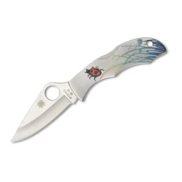 Spyderco Ladybug 3--Stainless Steel Handle-Tattoo-Plain Edge SPLSSP3T LS3T