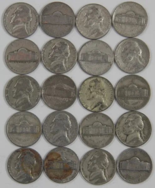 Lot of Twenty(20) 1942-1945 Silver War Nickels SILVER_WAR_NICKELS_20PIECES