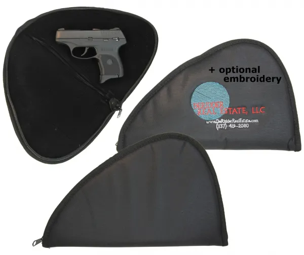 Soft Black Pistol Handgun Case with optional embroidery SOFT_BLACK_PISTOL_CASE_12X7-5