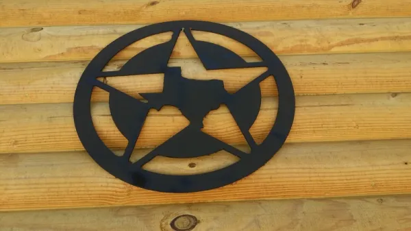 Texas Inside Texas Star Wooden Wall Plaque Pediment - 22 Inch - Black TEXASSTAR2BLACKCIRCLE22INCH