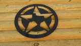 Texas Inside Texas Star Wooden Wall Plaque Pediment - 22 Inch - Black
