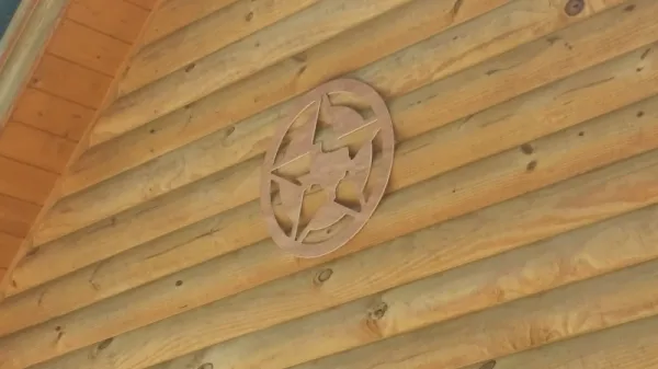 Texas Inside Texas Star Wooden Wall Plaque Pediment - 22 Inch - Natural Unfinished TEXASSTAR2NATURALCIRCLE22INCH