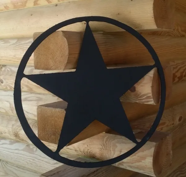 Texas Star Wooden Wall Plaque Pediment - 22 Inch - Black TEXASSTARBLACKCIRCLE22INCH