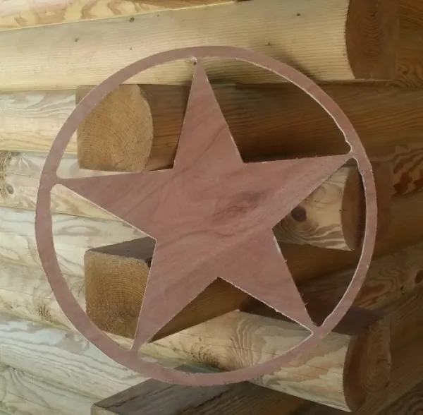 Texas Star Wooden Wall Plaque Pediment - 22 Inch - Natural Unfinished TEXASSTARNATURALCIRCLE22INCH