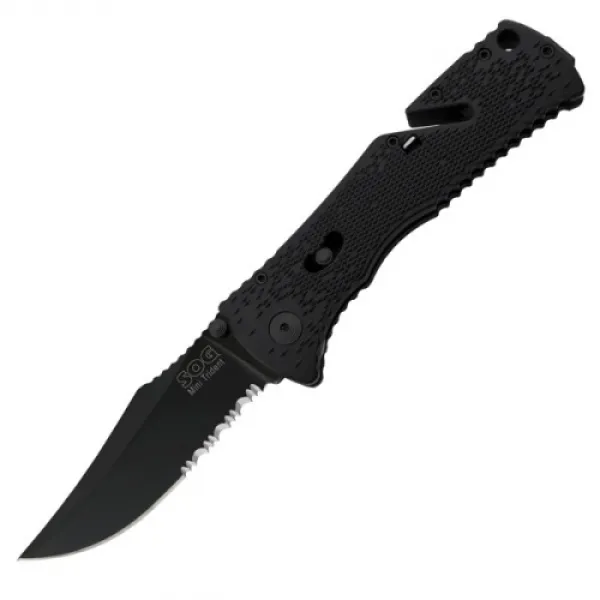 SOG TRIDENT MINI SERR BLACK TINI TF-21 KNIFE