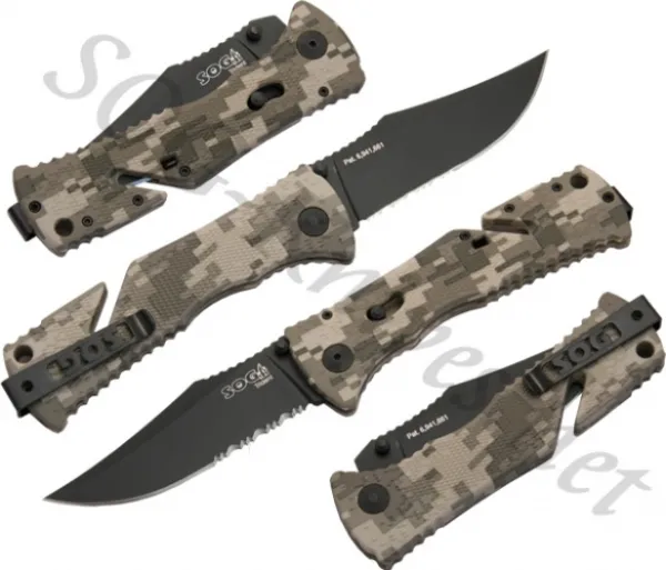SOG Trident Black Blade Assisted Opening Knife TF-10 TF10-CP