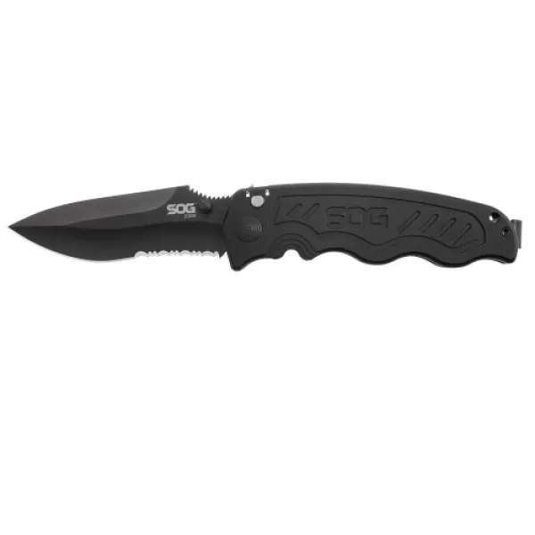 SOG Zoom Partially Ser Blk Tini knives ZM1016-CP
