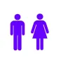Men Women Restroom Bathroom Vinyl Decal  9x9 Purple