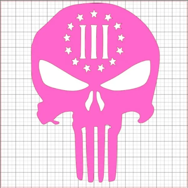Punisher Three Percenter Pink Vinyl Decal 12x12 vinyl_punisher_III_percent_decal_12_pink