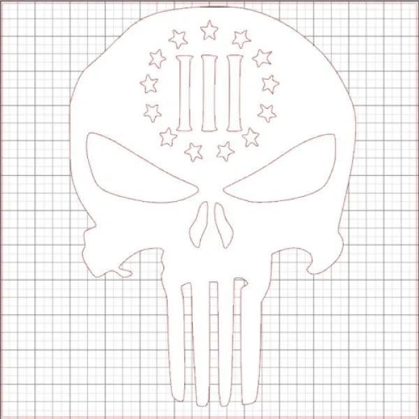 Punisher Three Percenter White Vinyl Decal 8x8 vinyl_punisher_III_percent_decal_8_white
