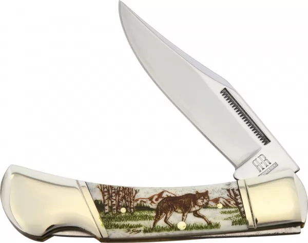 Alaska Scrimshaw Connection Wolf Lockback ASC2