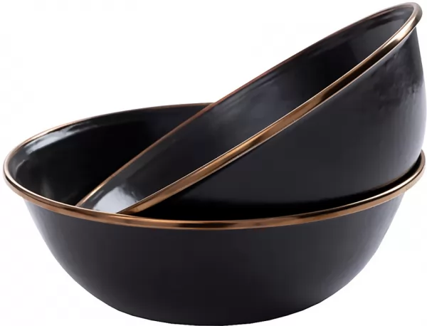 Barebones Living Enamel Bowl Set Charcoal BARE340