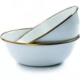 Barebones Living Enamel Bowl Set Eggshell BARE390