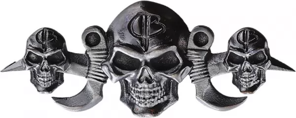 Bastinelli Creations Menuki Three Skulls Drk Bronze BAS236
