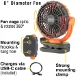 BlackFire Rechargeable Clamp Fan knives BFBBM9112