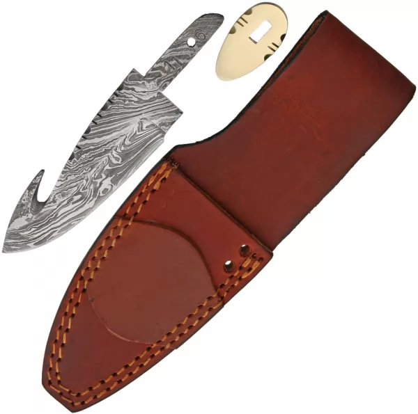 Knifemaking Damascus Guthook With Sheath BLSODMB2