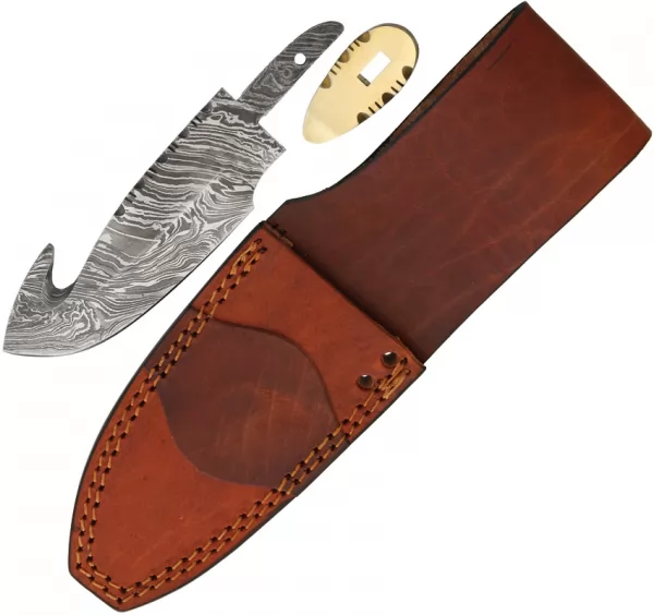 Knifemaking Damascus Guthook With Sheath BLSODMBL2