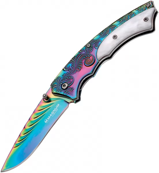 Boker Magnum Pearl Rainbow Linerlock knives BOM01LG805