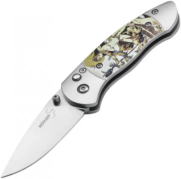 Boker Plus Gordito Button Lock Frazetta knives BOP01BO650