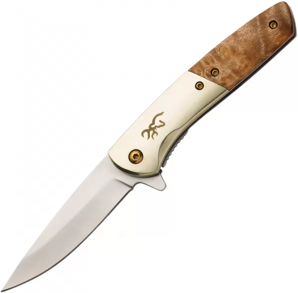 Browning Nine Mile Framelock A-O Burl knives BR0470