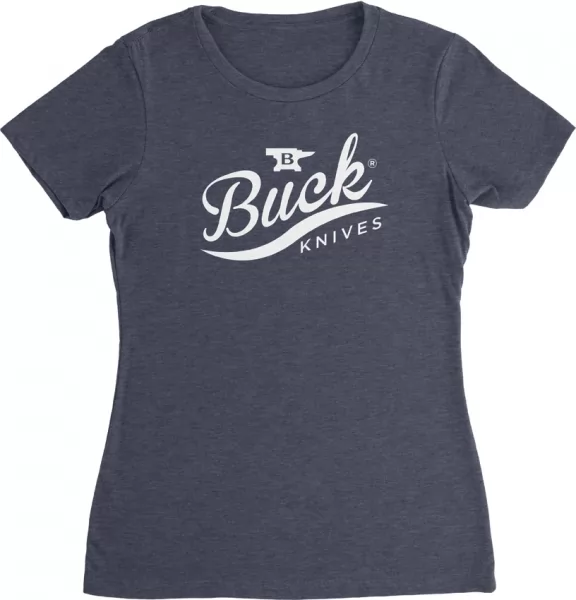 Buck Womens T-Shirt Navy Large knives BU12371