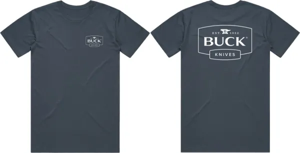 Buck Logo T-Shirt Petro Blue Lg knives BU13879