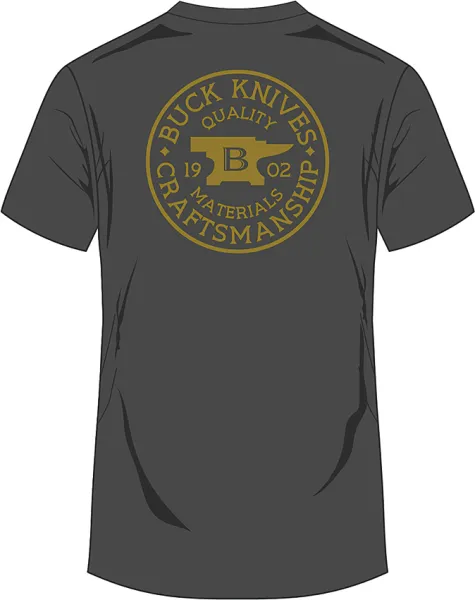Buck Coin Badge T-Shirt Gray XL knives BU14279