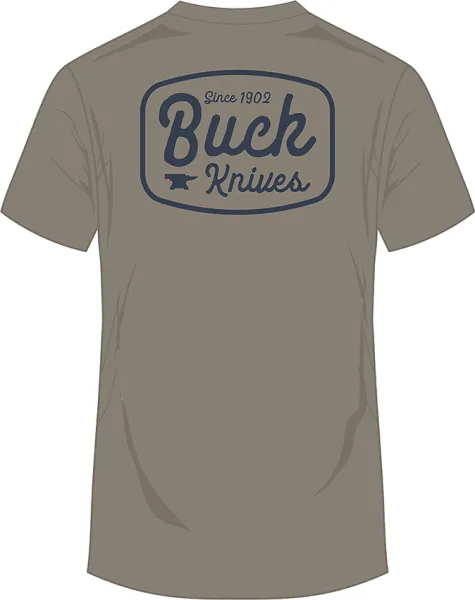 Buck Round Badge T-Shirt Gray XL knives BU14286