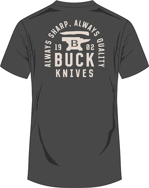 Buck Stacked Badge T-Shirt Gray LG knives BU14292