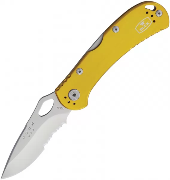 Buck Spitfire Lockback Yellow Serr knives BU722YWX1
