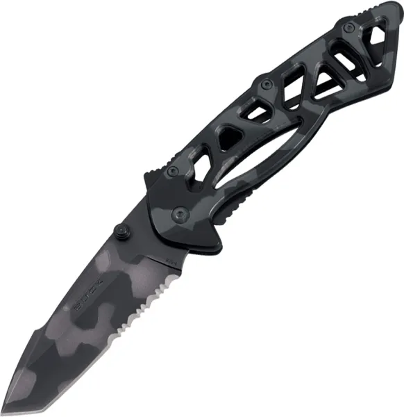 Buck Bones Framelock Tiger Stripe knives BU870X
